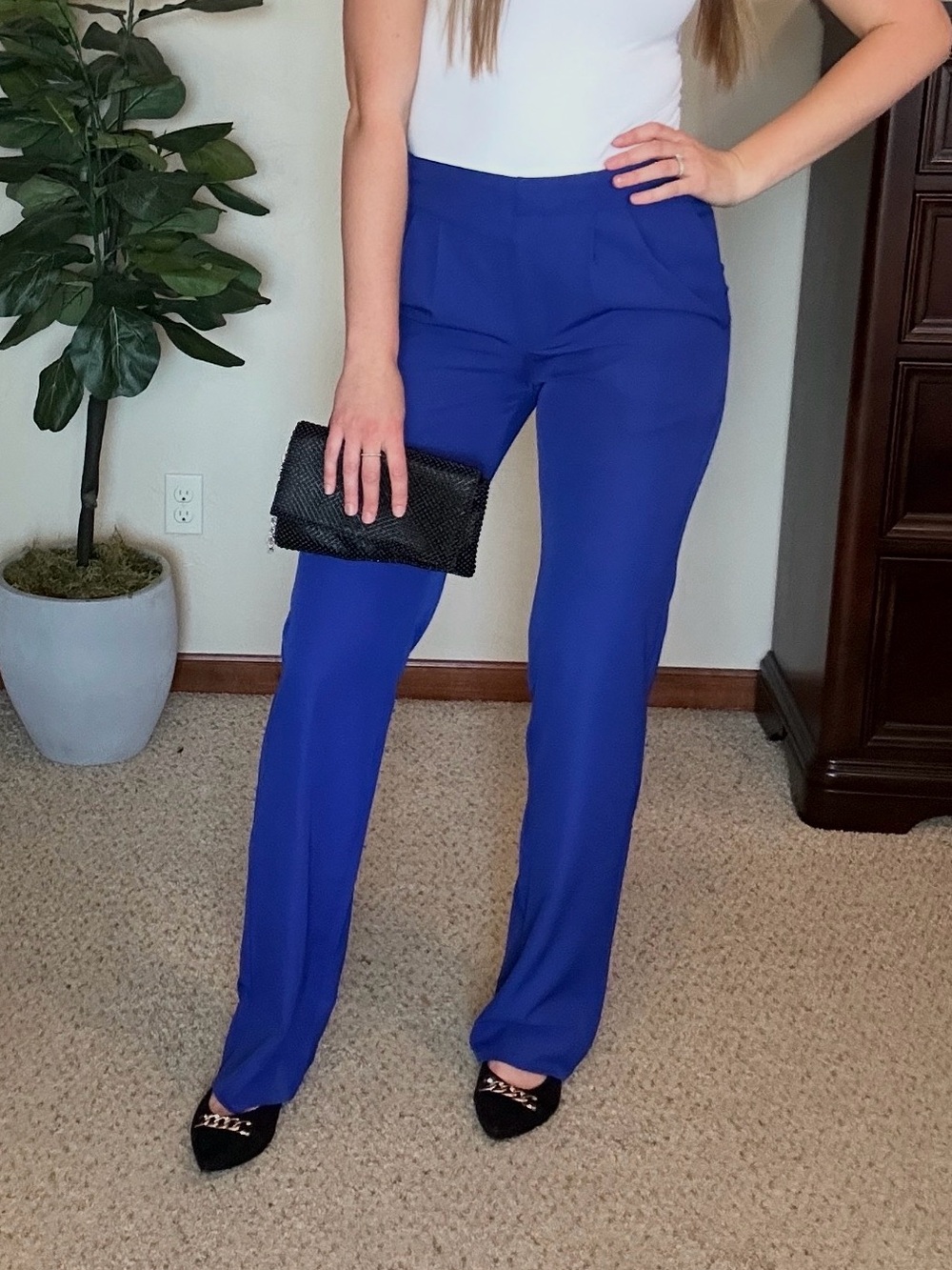 Dellez High-Rise Wide-Leg Pants in Cobalt Blue